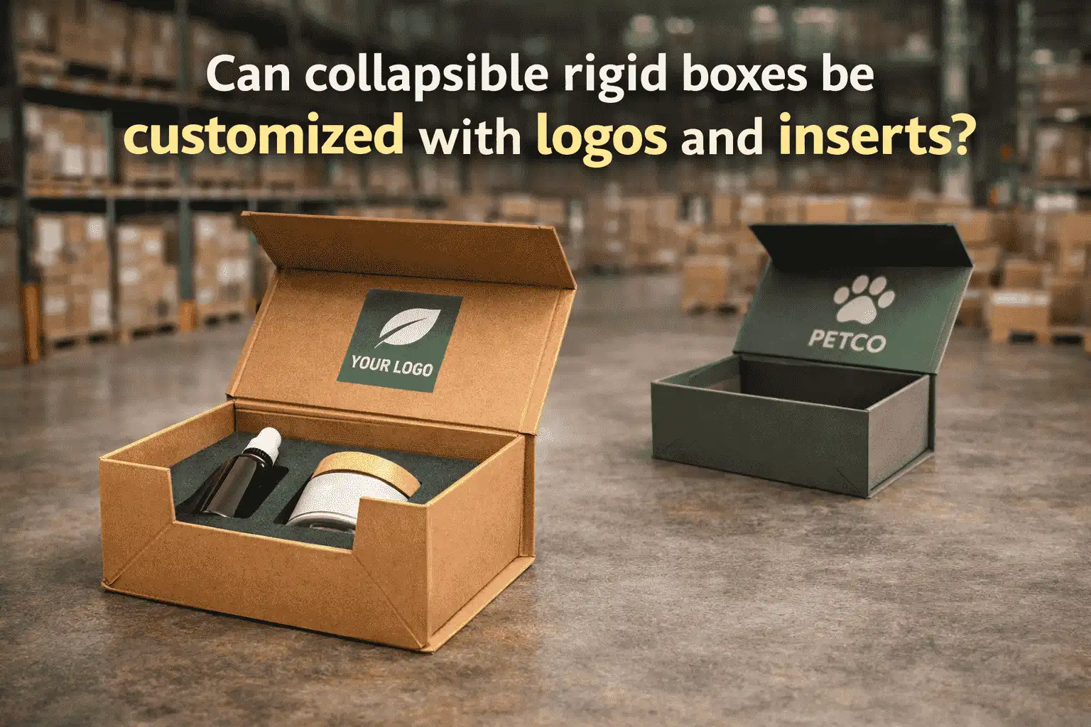 Can collapsible rigid boxes be customized with logos and inserts